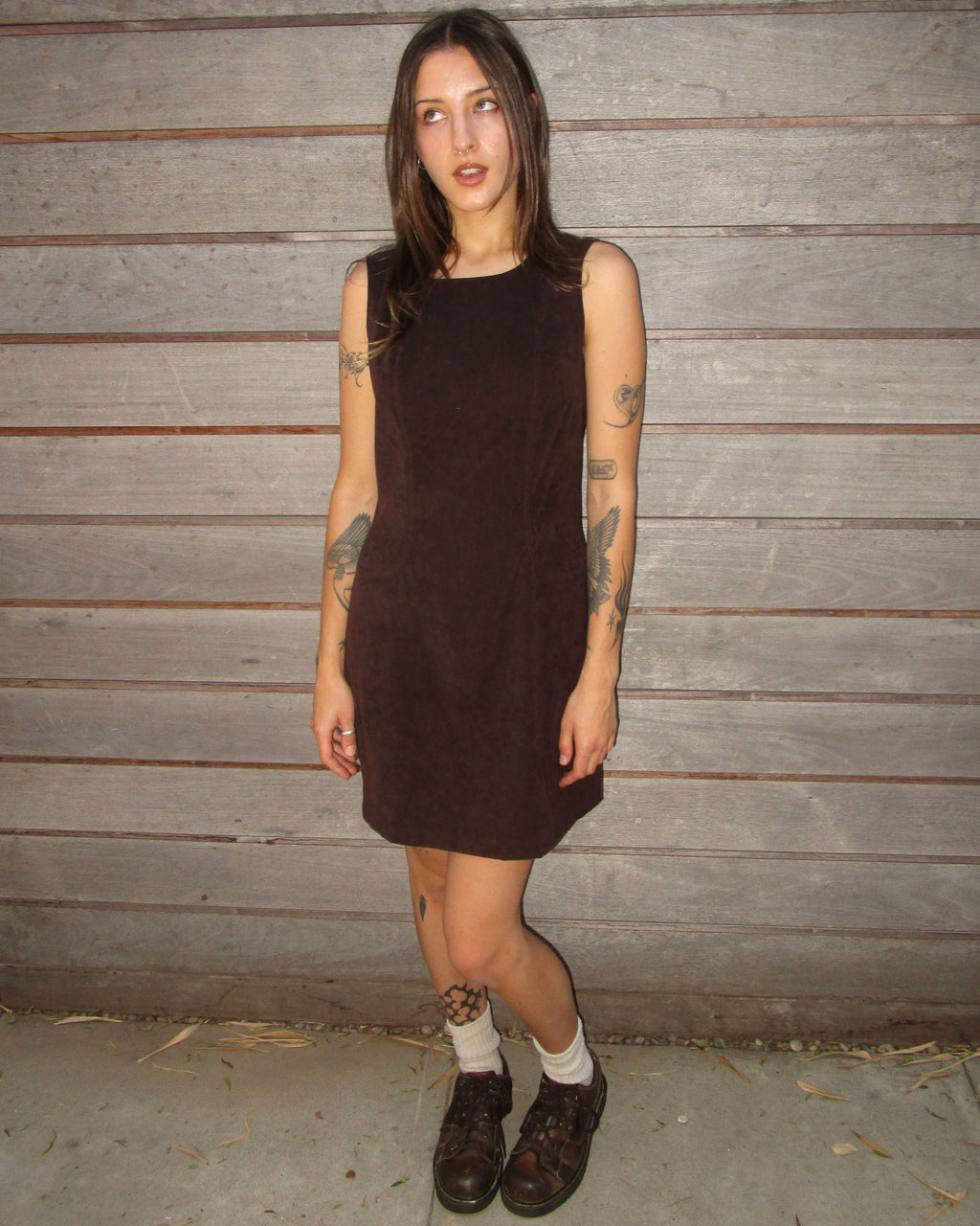 vintage brown mini dress