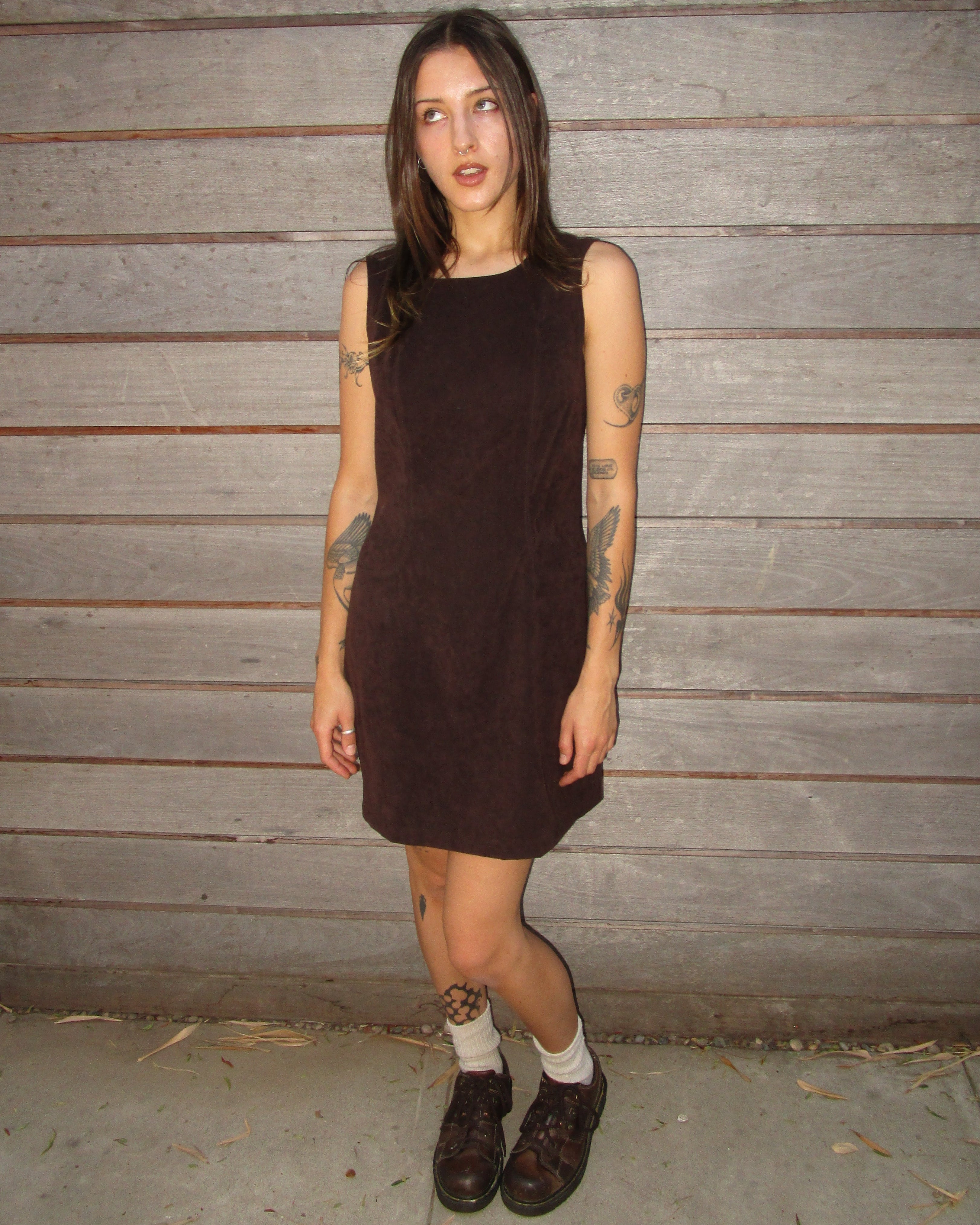 vintage brown mini dress