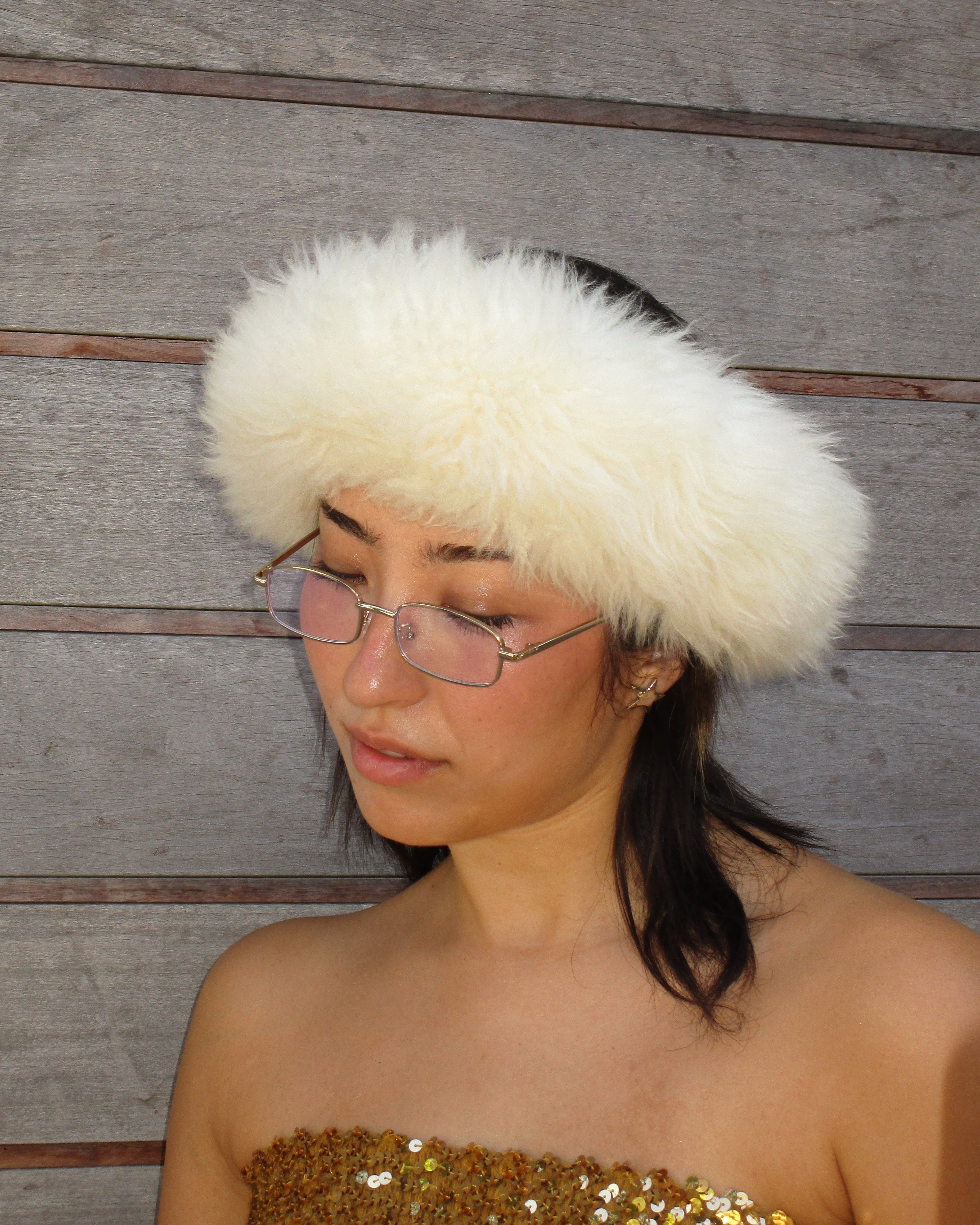 vintage shearling headband