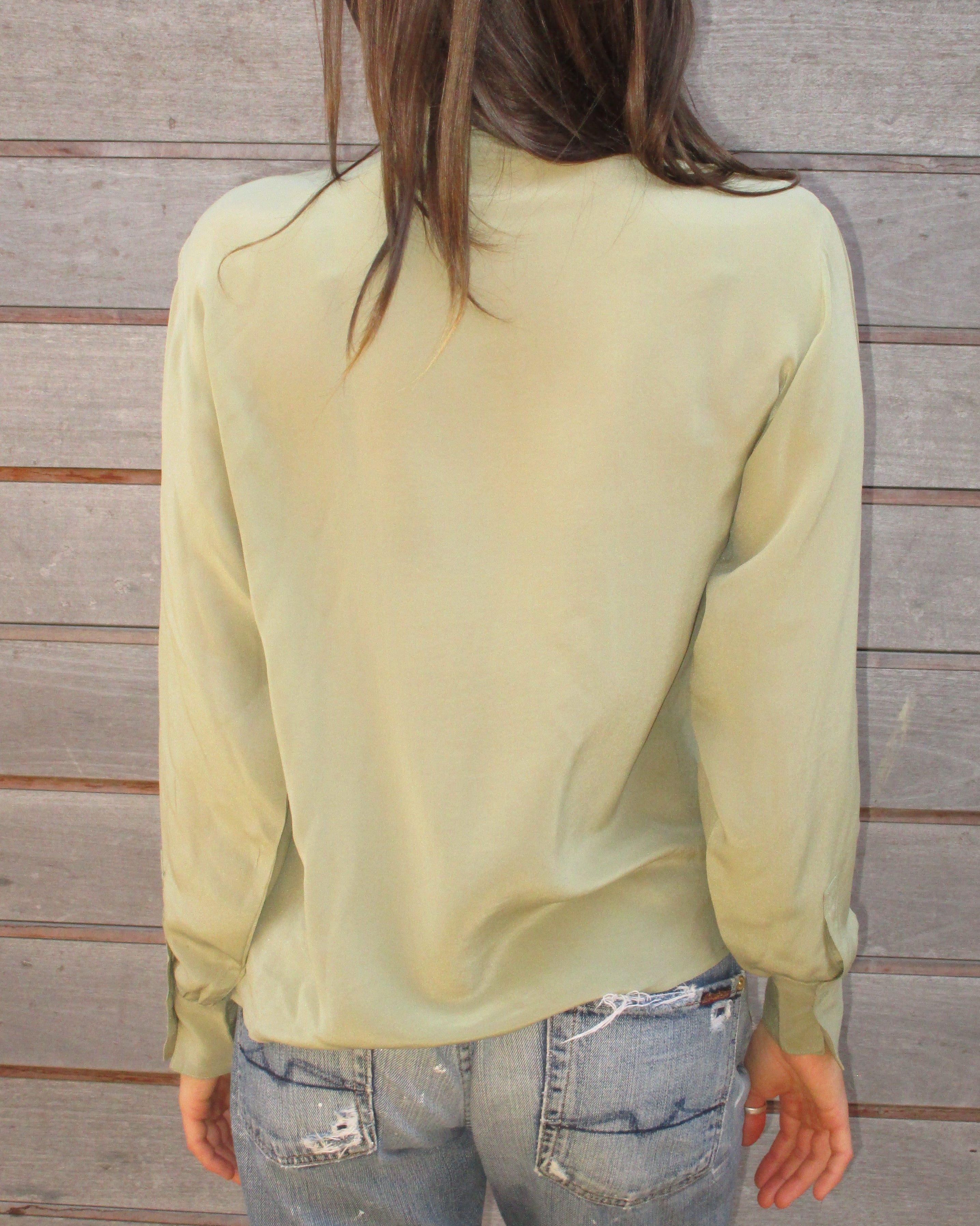 80's asymmetrical button silk blouse