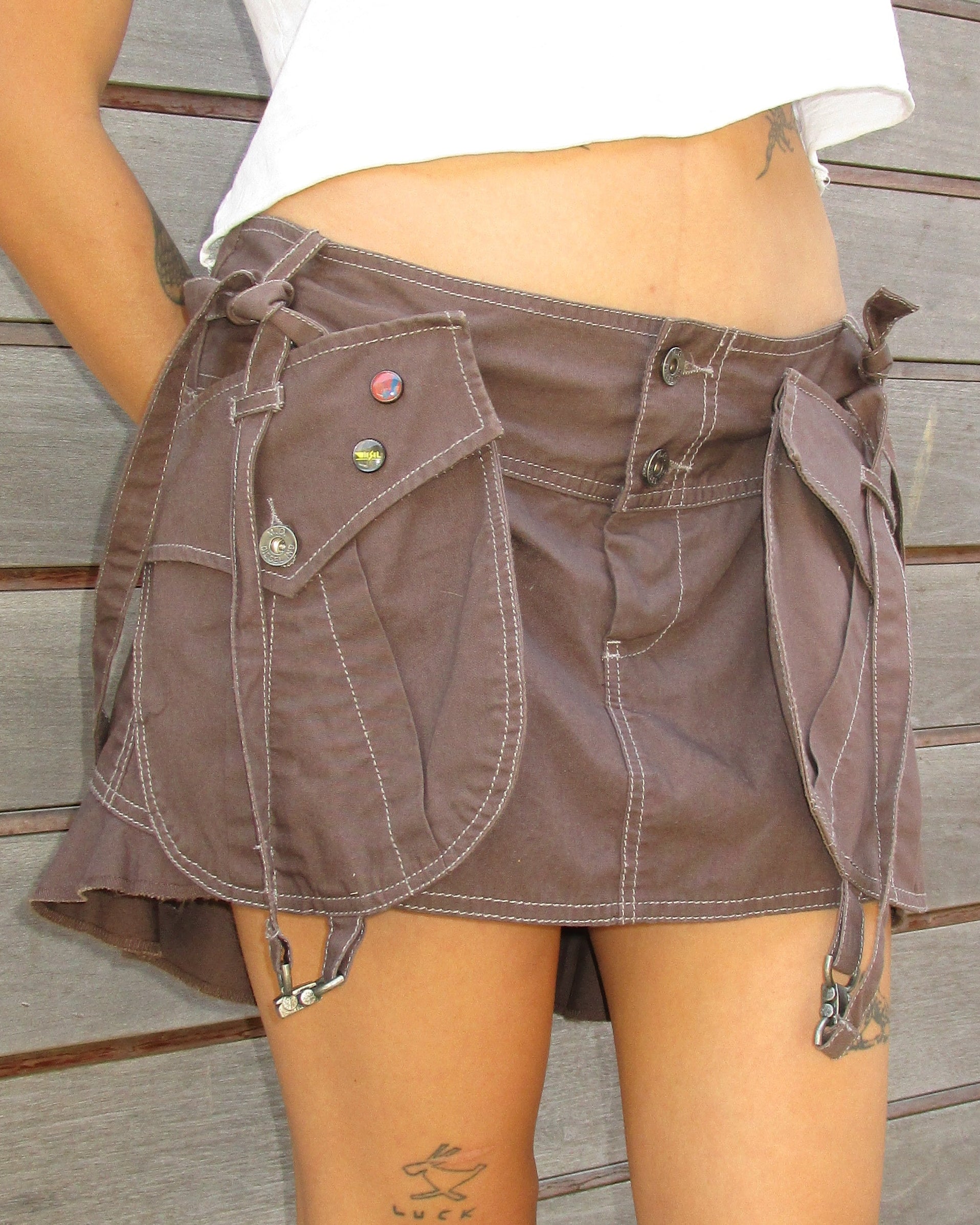rare y2k diesel cargo skirt