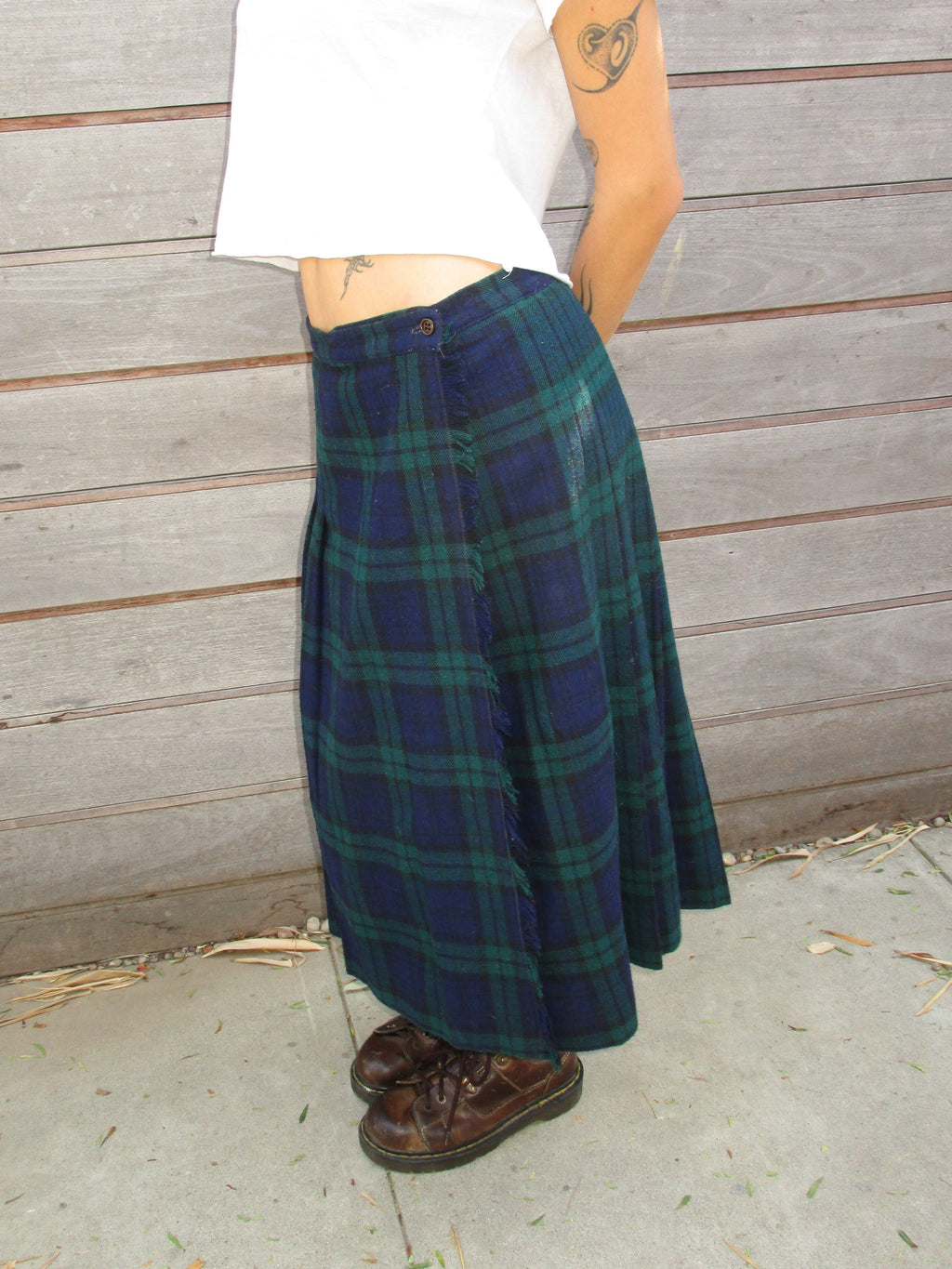 vintage wool plaid skirt