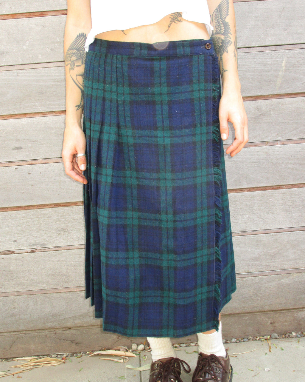 vintage wool plaid skirt