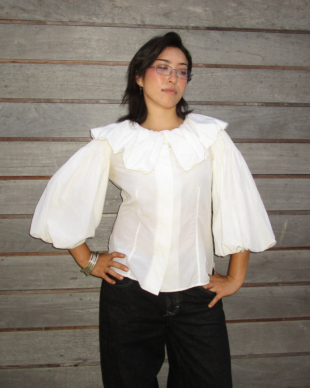 puff sleeve collared shirt