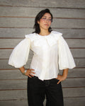 puff sleeve collared shirt