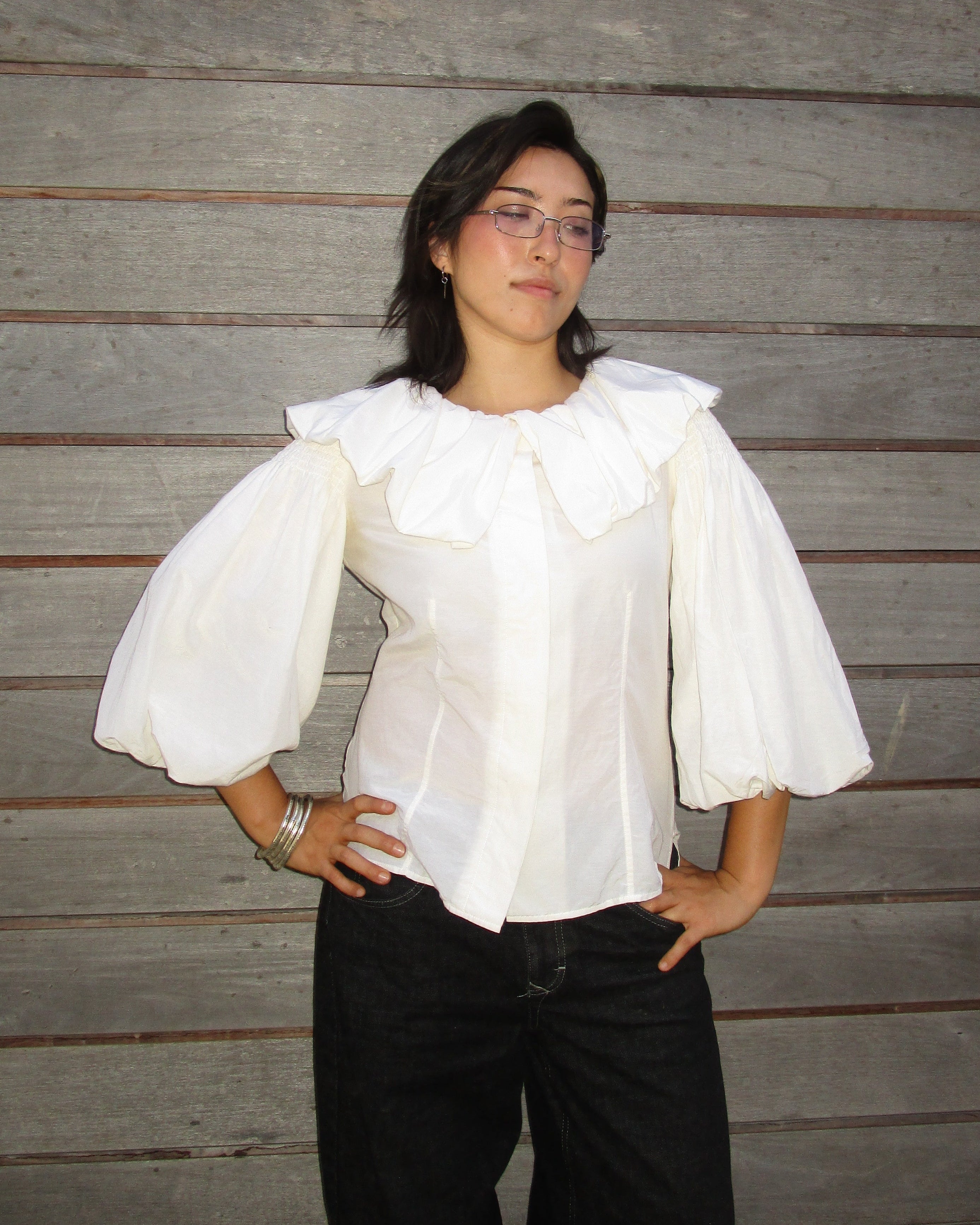 puff sleeve collared shirt
