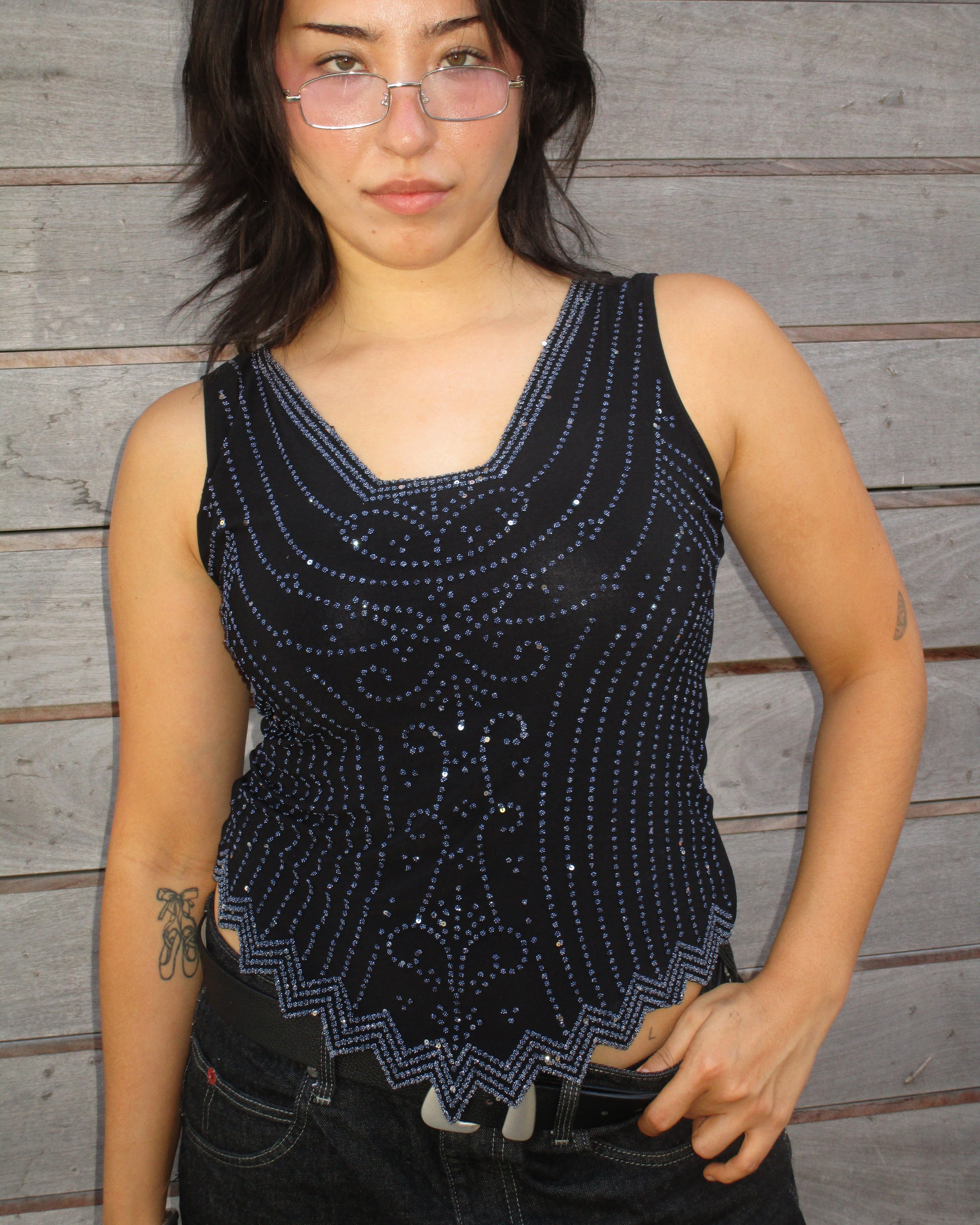 y2k deadstock bedazzled top