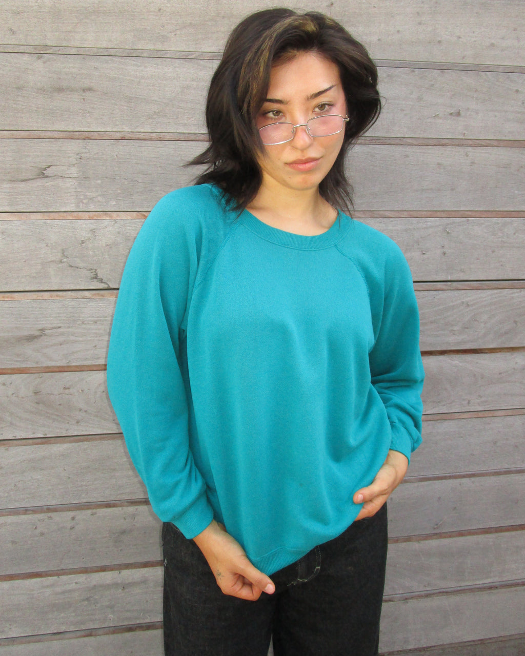vintage teal hanes crewneck