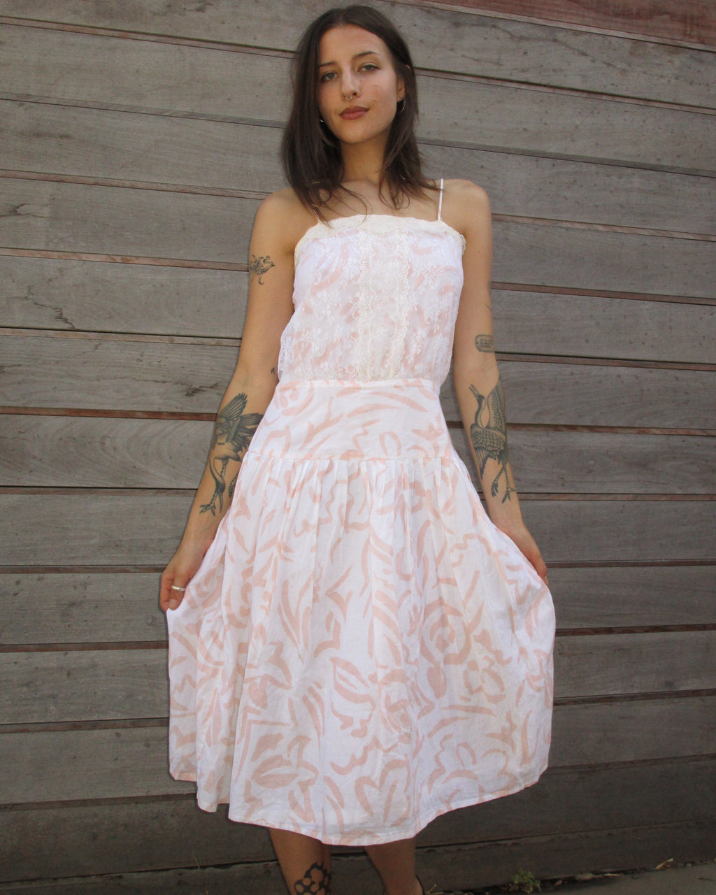 pink squiggle prairie dress