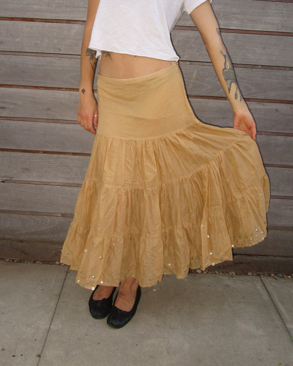 y2k tiered midi skirt