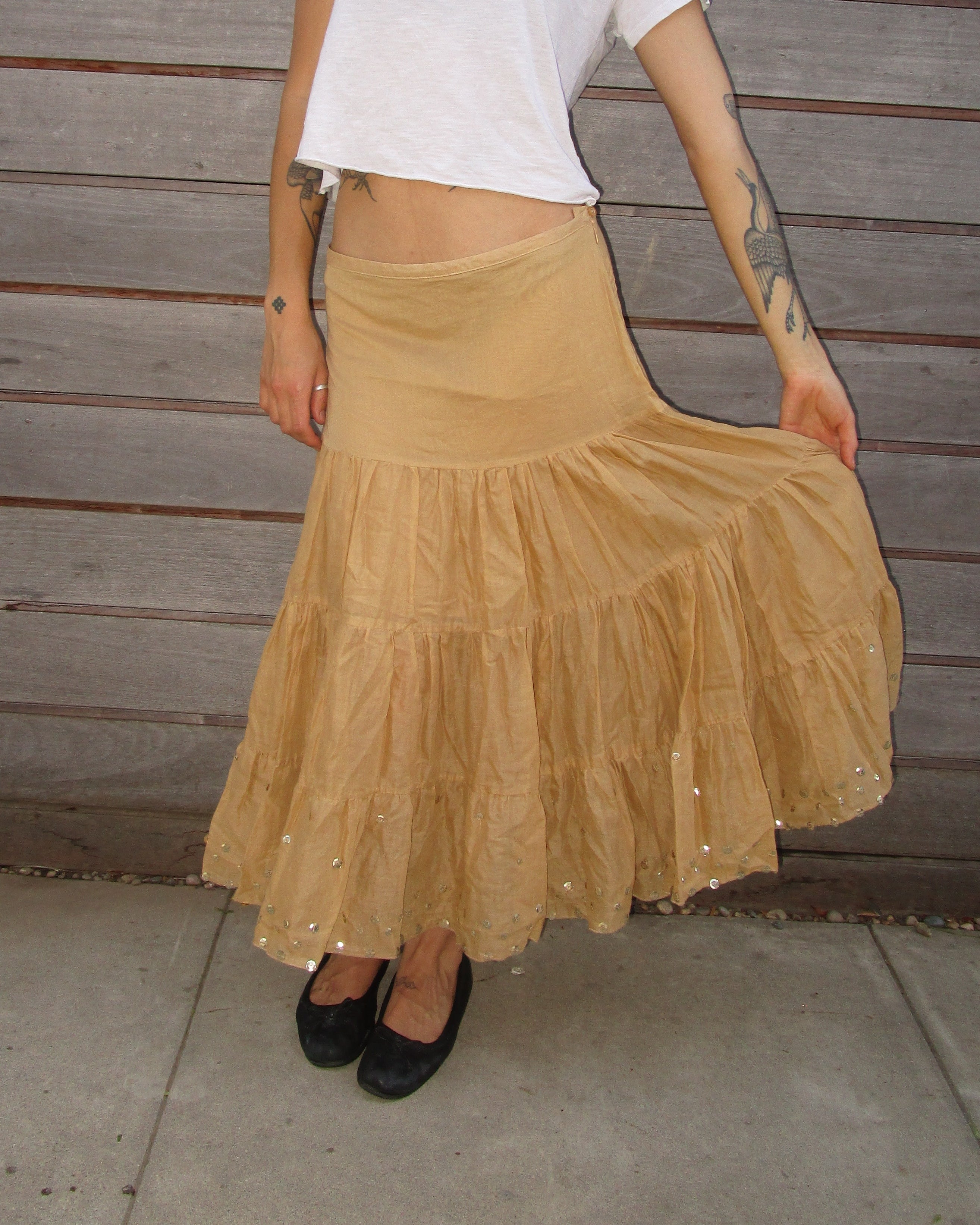 y2k tiered midi skirt