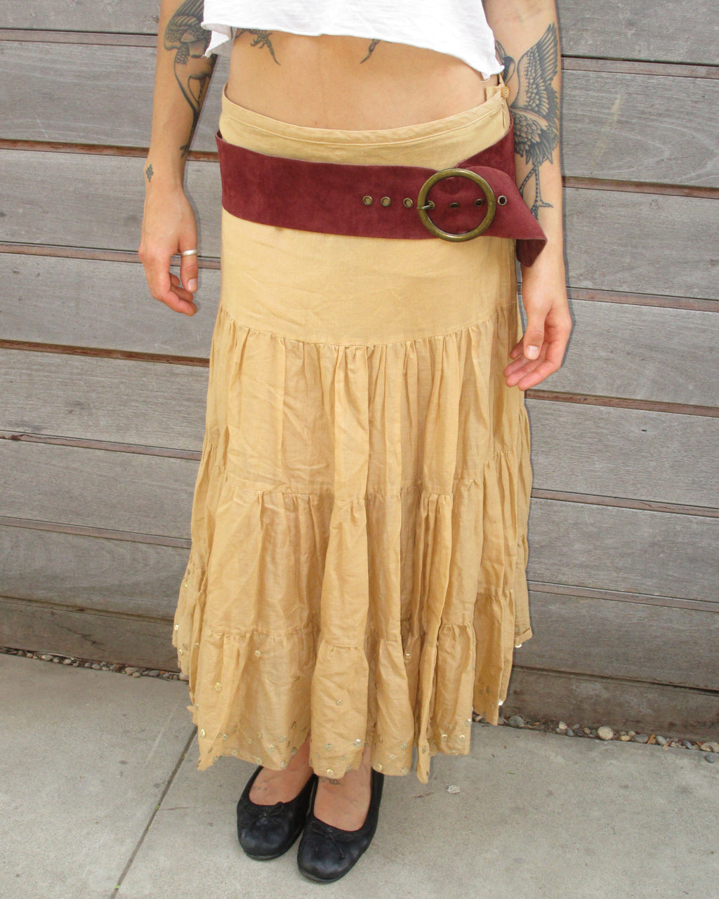 y2k tiered midi skirt