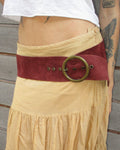 maroon suede belt