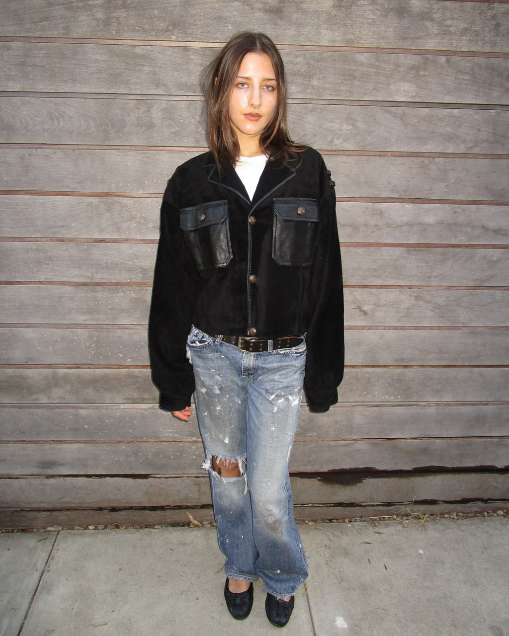 80's black suede jacket