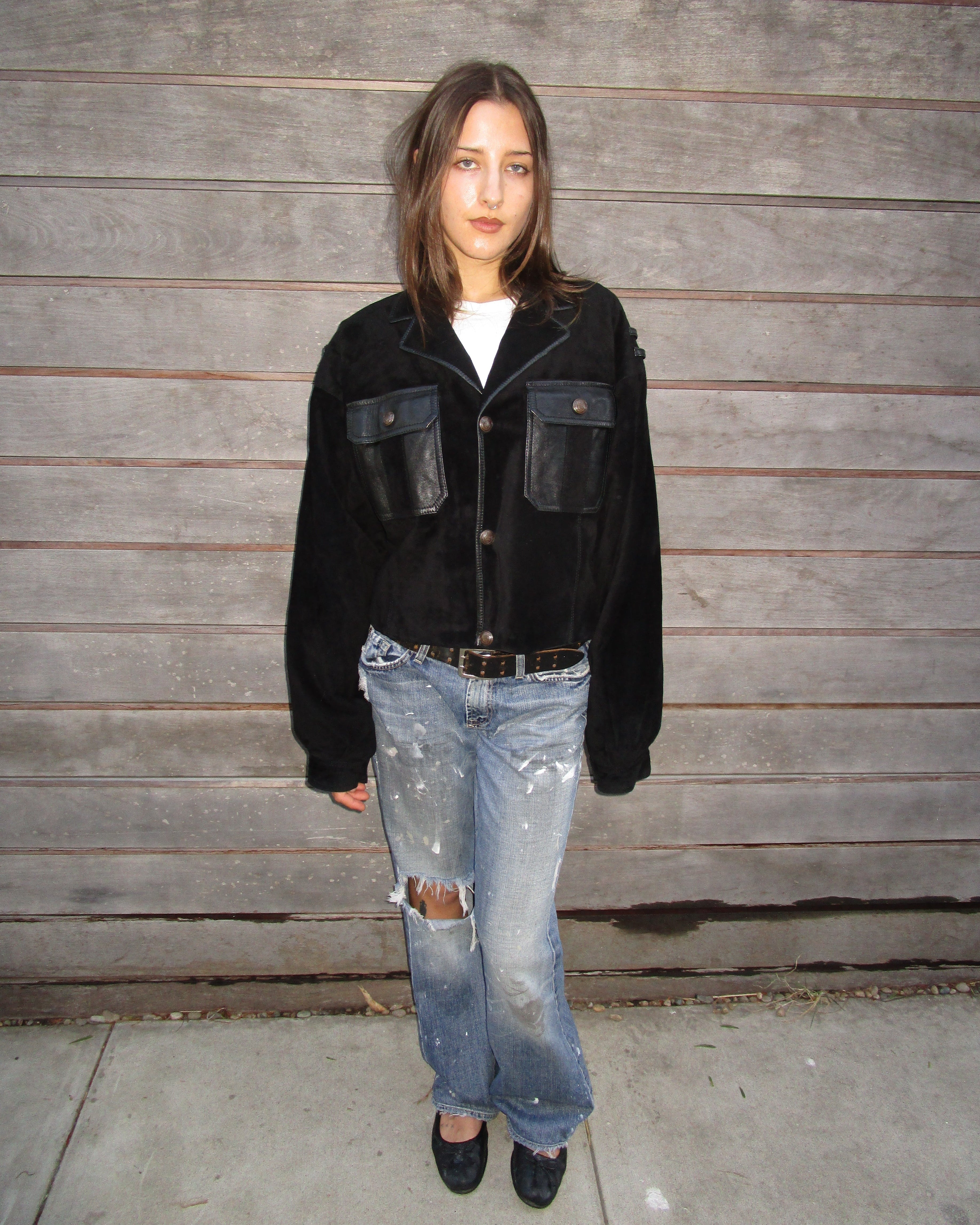 80's black suede jacket