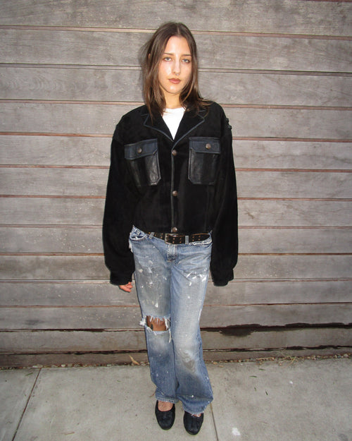 80's black suede jacket