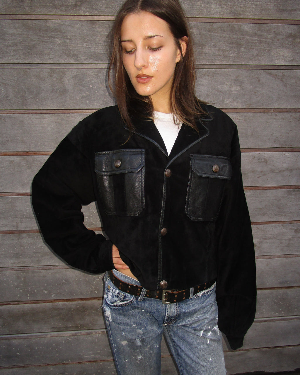 80's black suede jacket