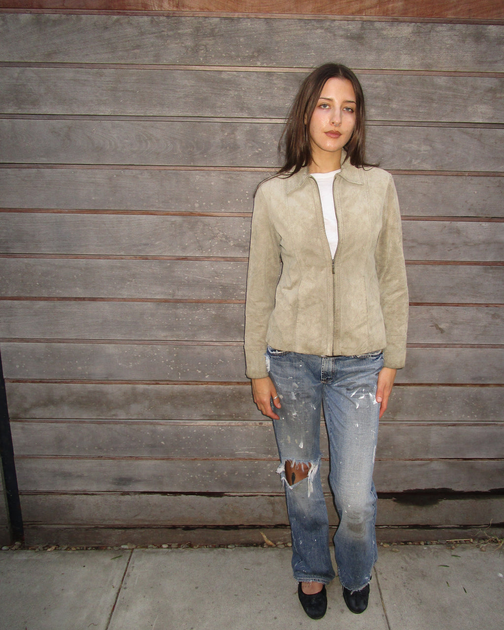 y2k green suede jacket