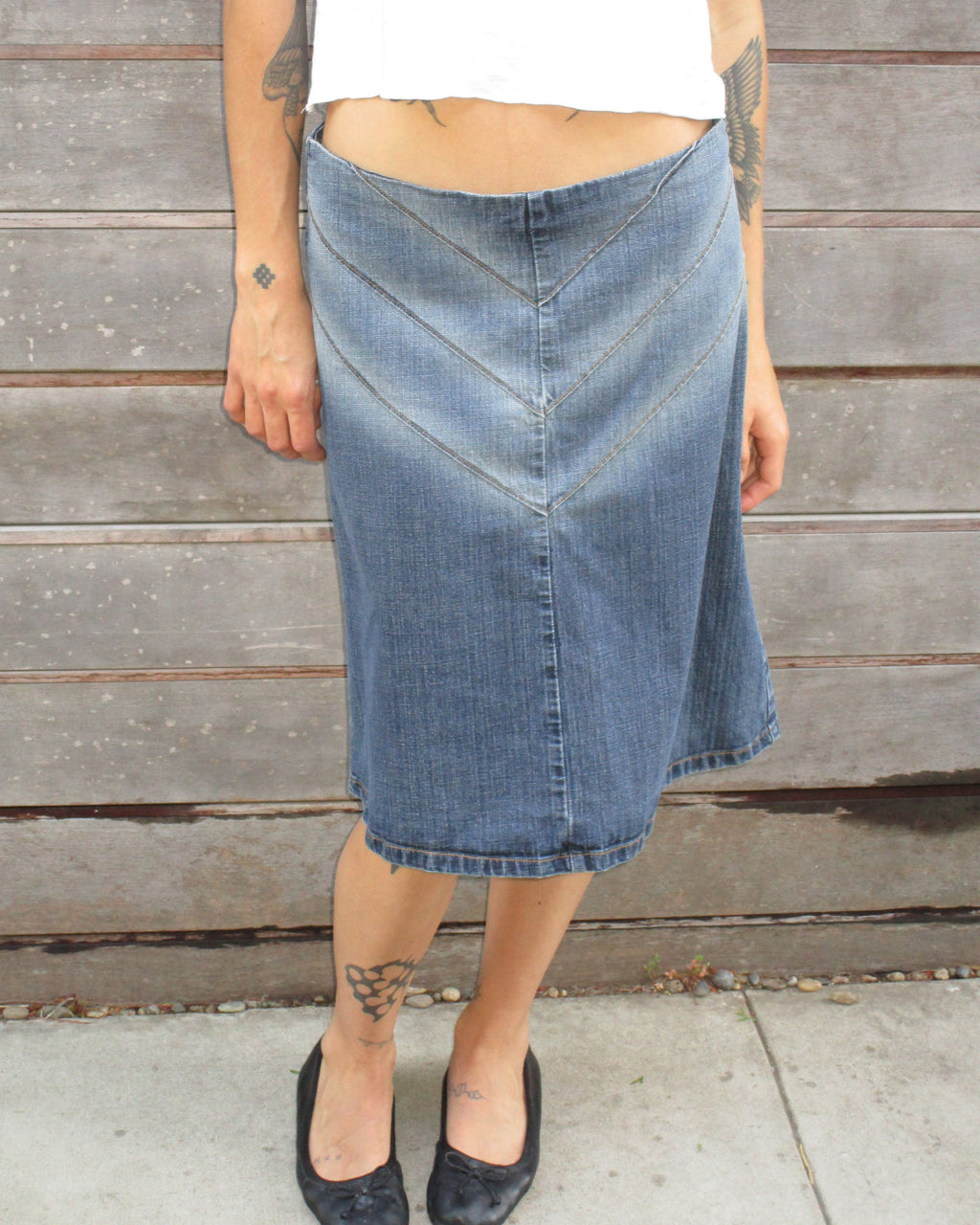 denim midi skirt