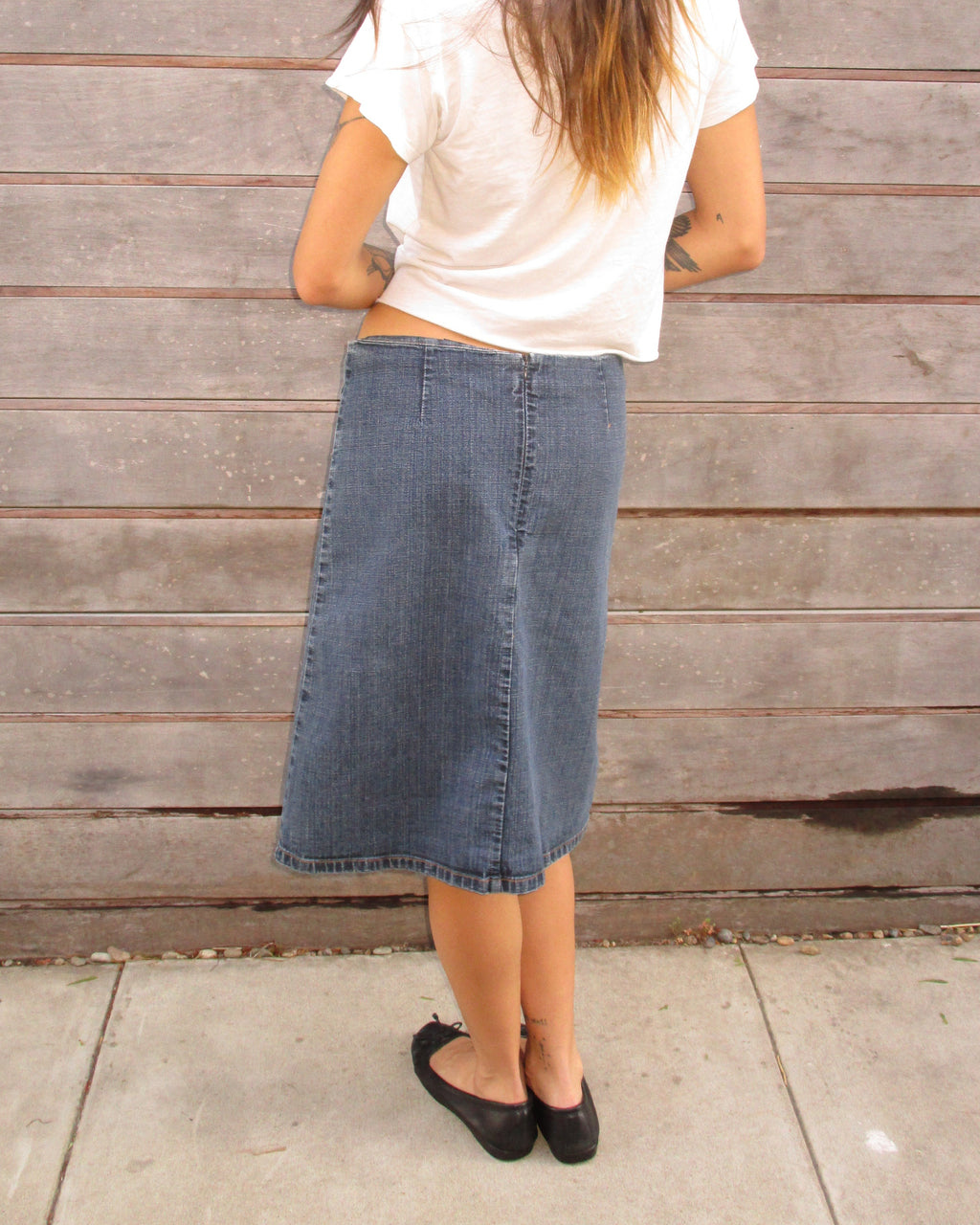 denim midi skirt