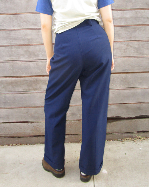 70s blue wide leg sailor pants
