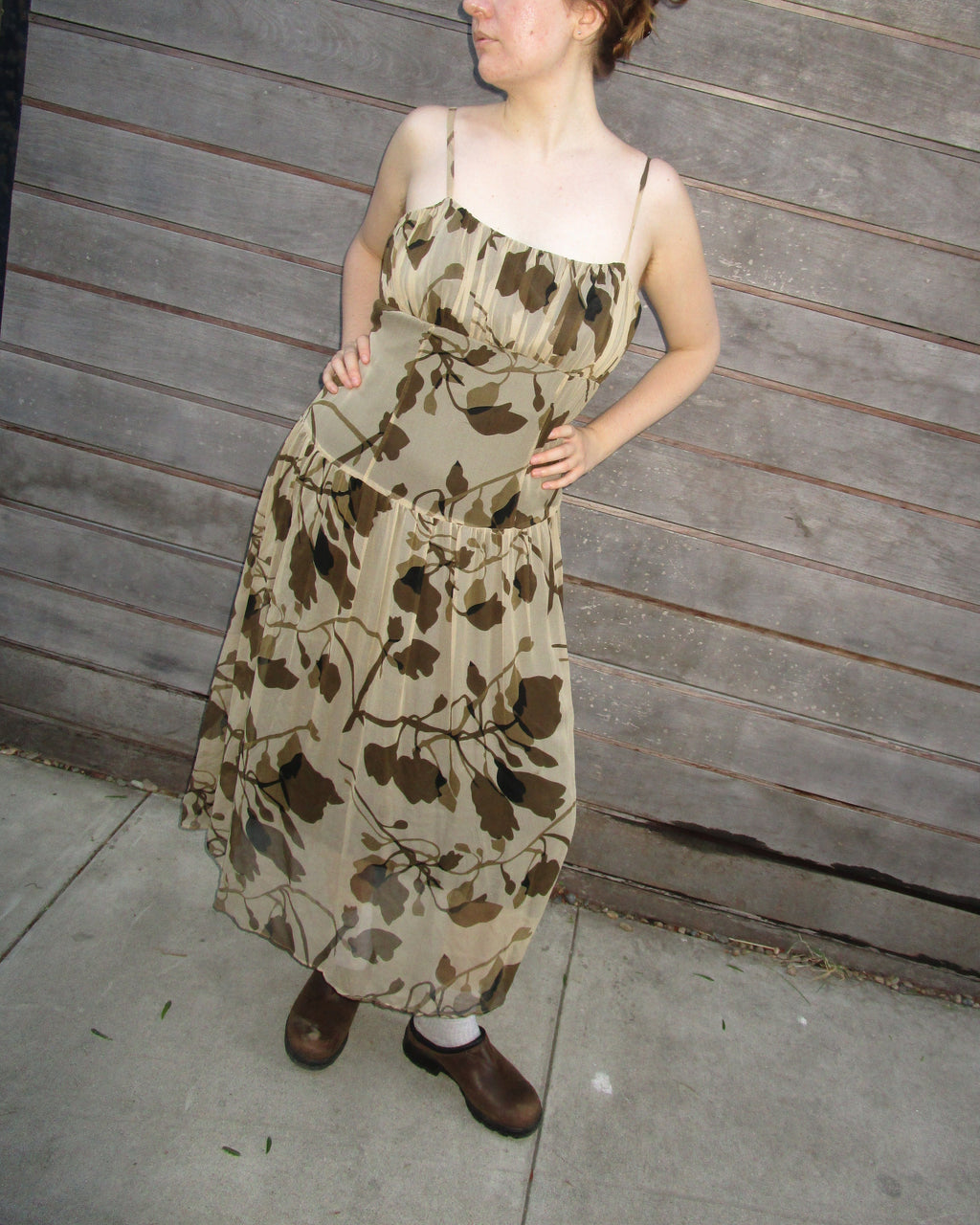 y2k silk chiffon drop waist dress