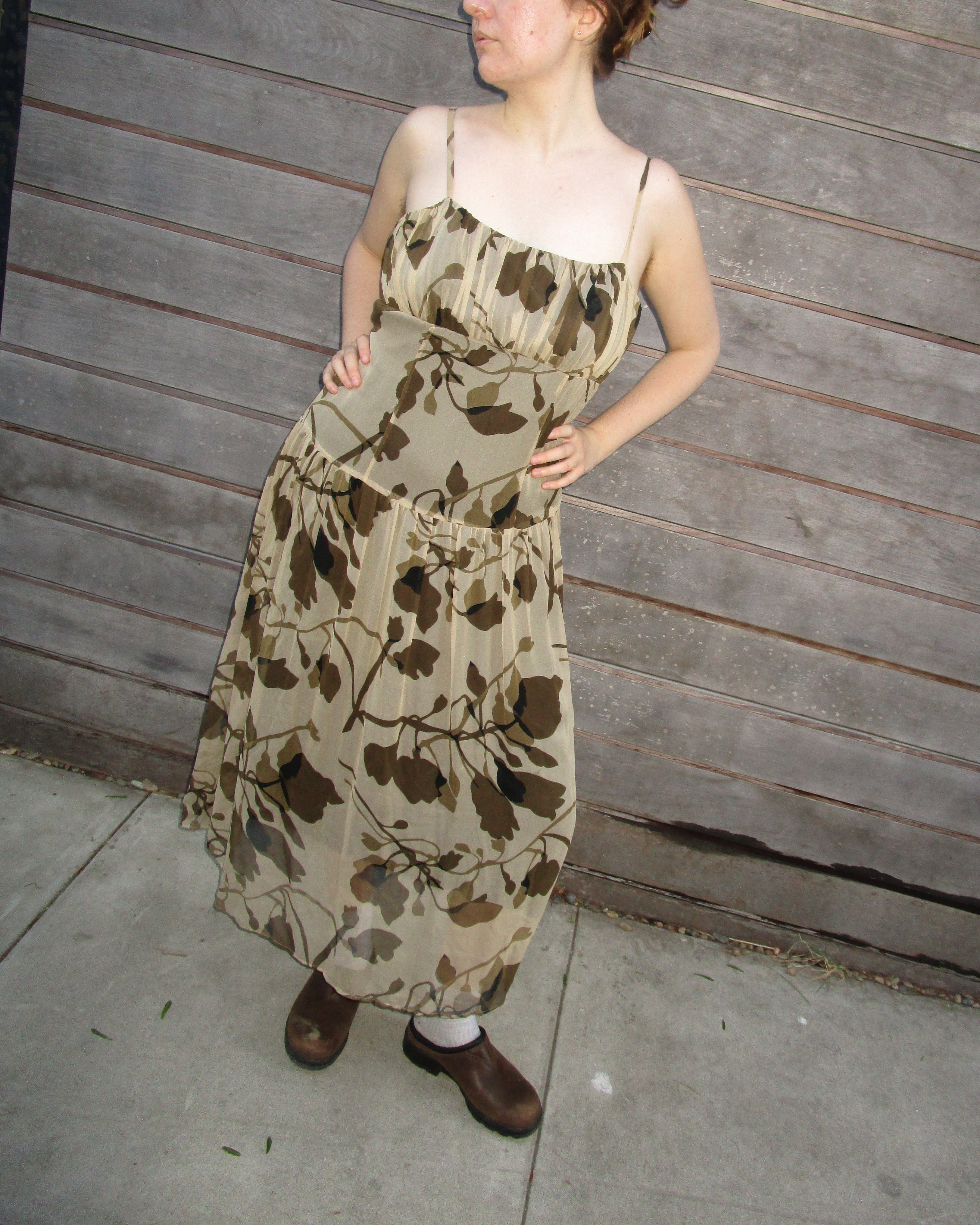 y2k silk chiffon drop waist dress