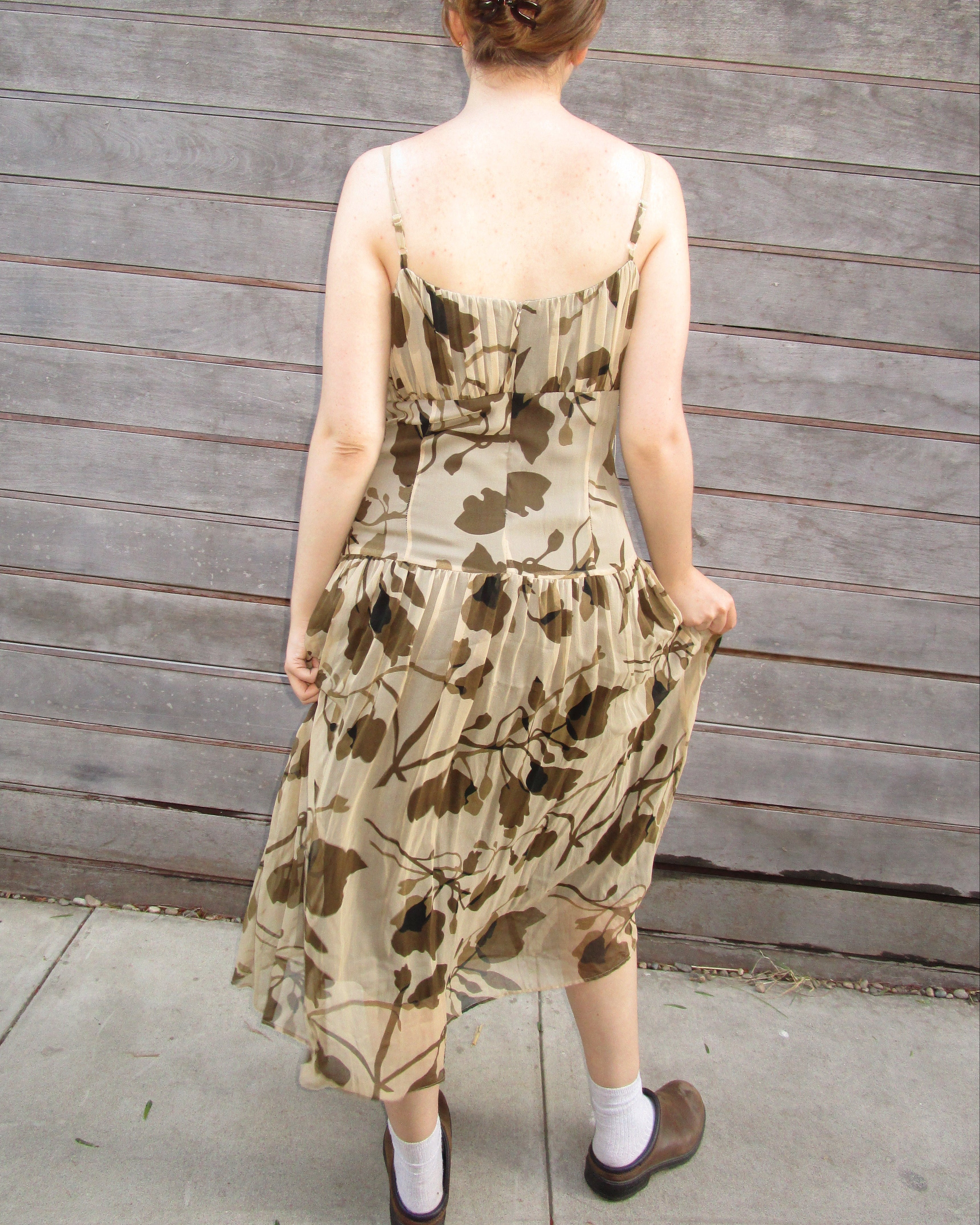 y2k silk chiffon drop waist dress