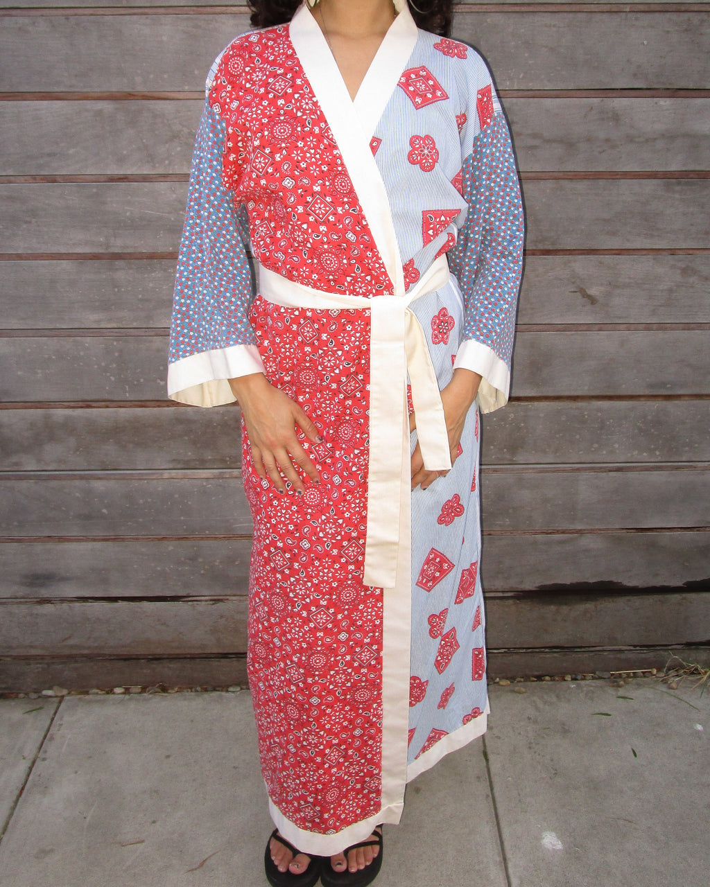 70s patchwork bandana robe