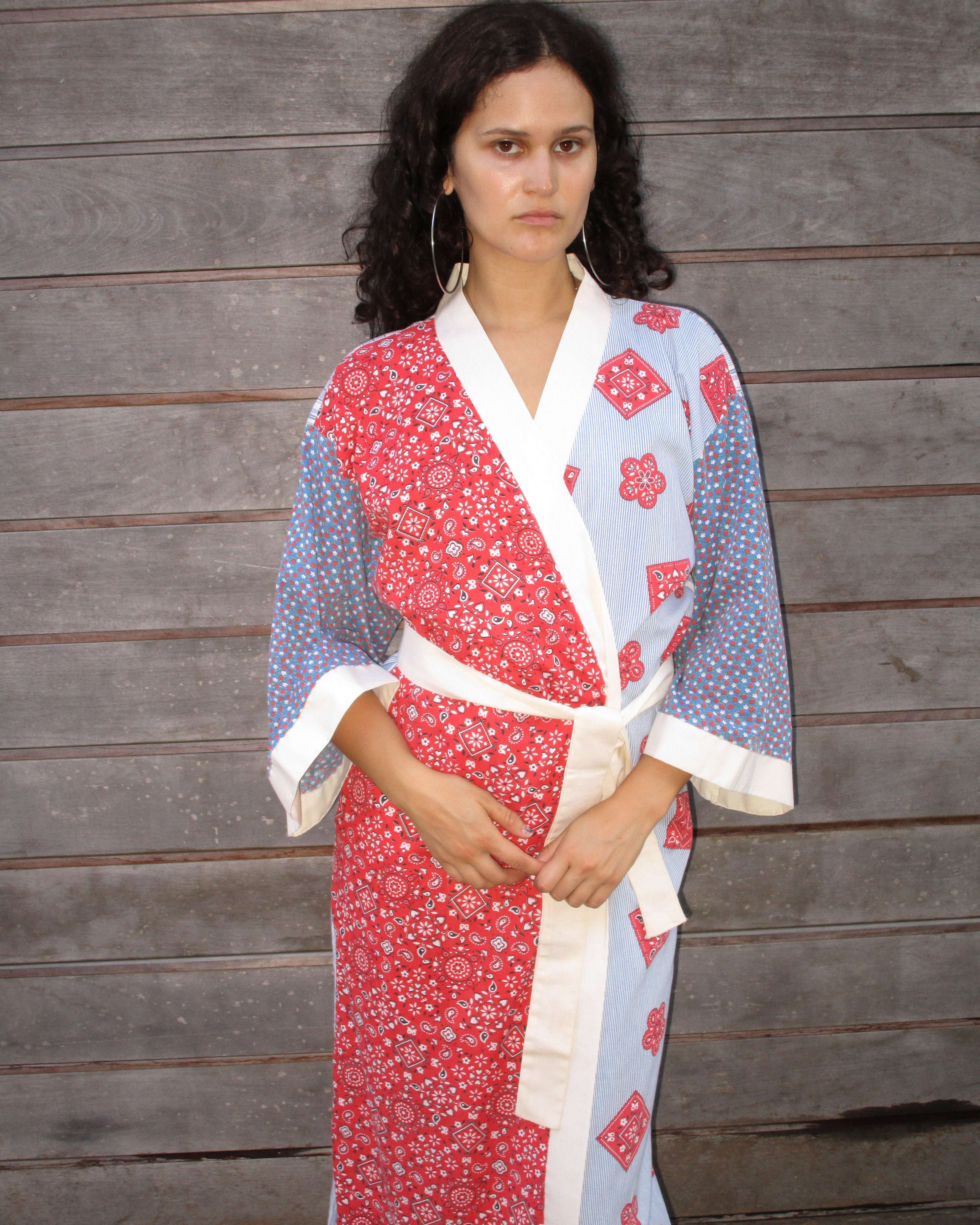 70s patchwork bandana robe