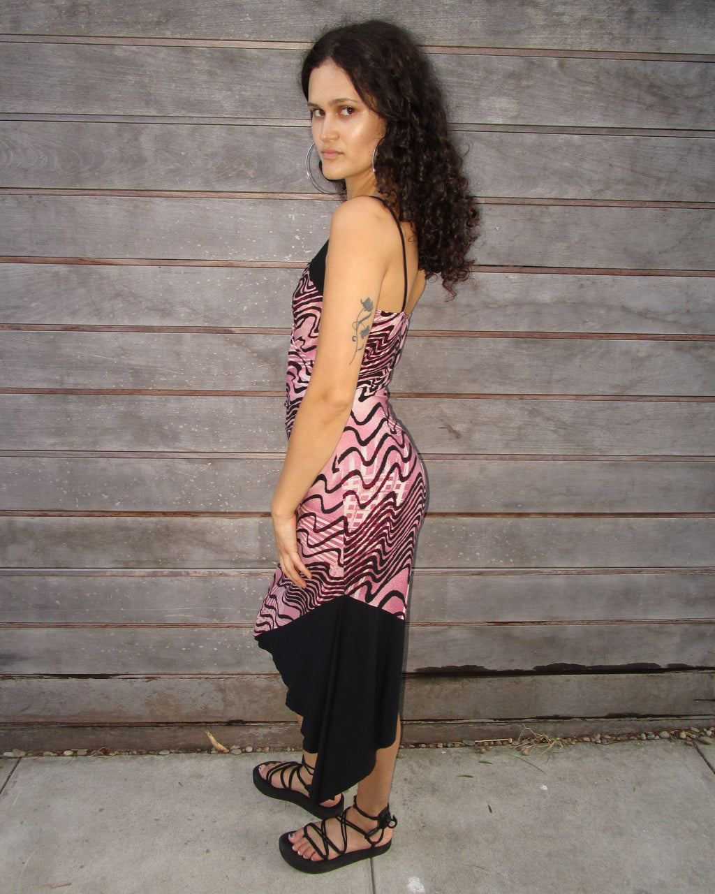 y2k asymmetrical squiggle dress