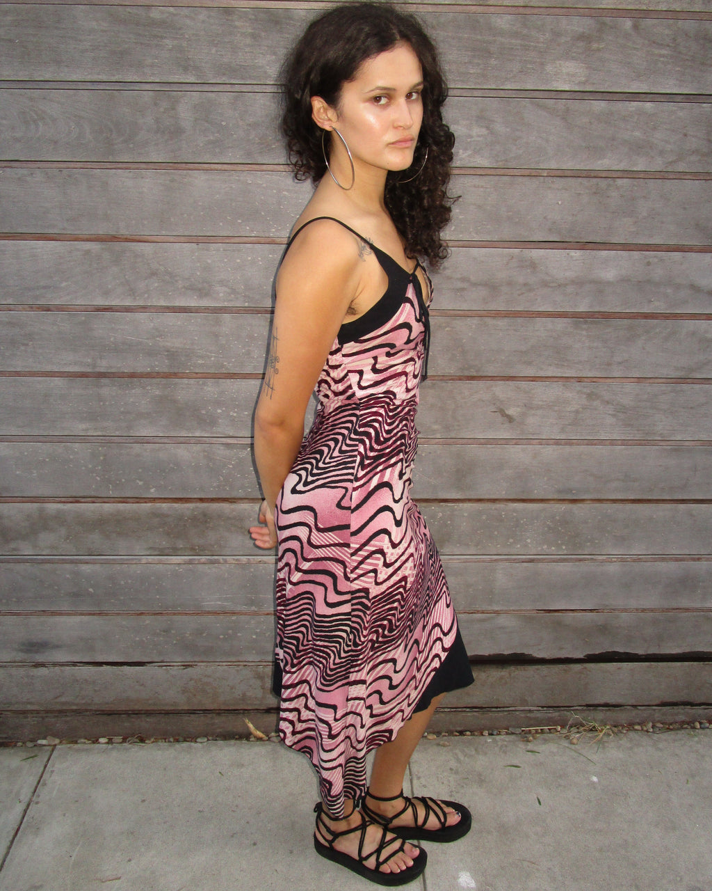 y2k asymmetrical squiggle dress