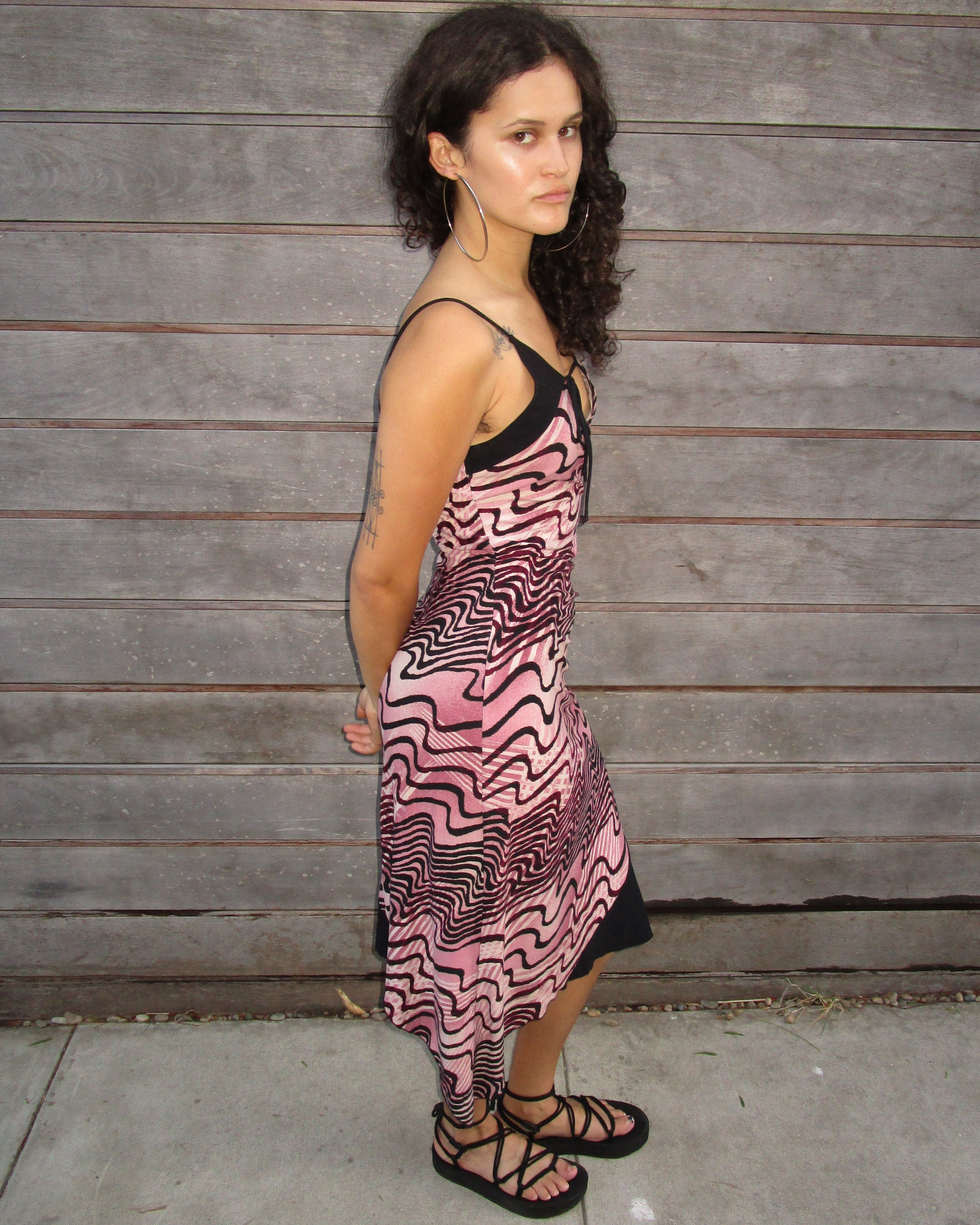 y2k asymmetrical squiggle dress