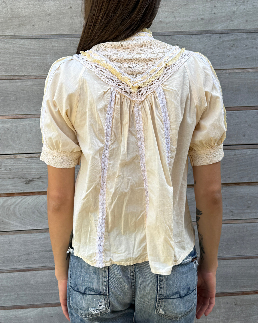70s peach prairie blouse